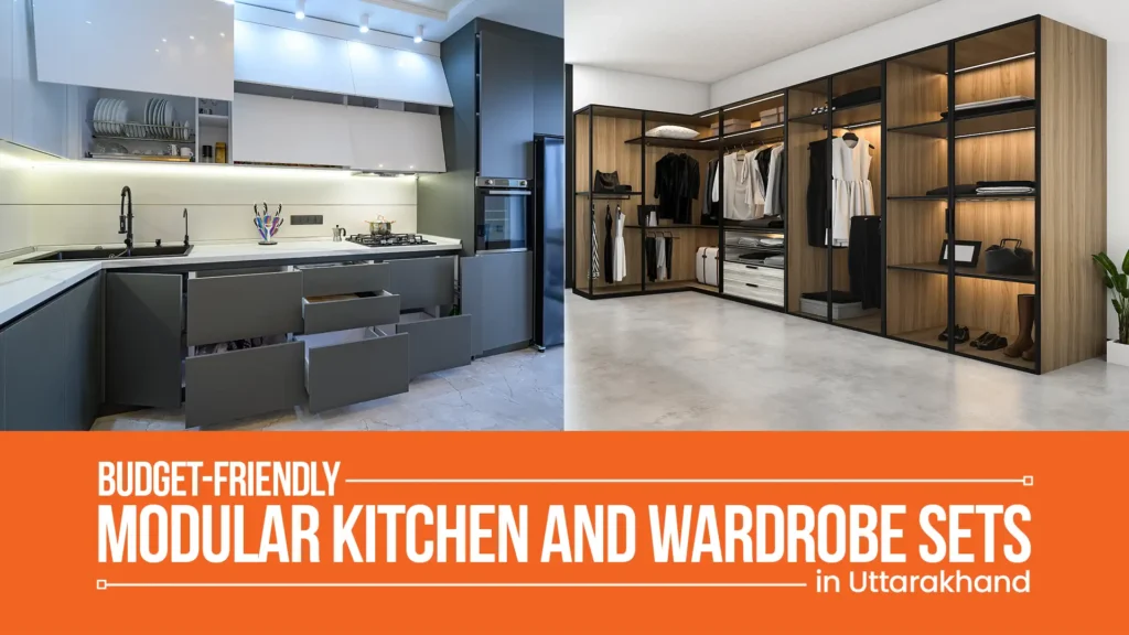 Modern modular kitchen and wardrobe design in Uttarakhand by Nishan Interio
