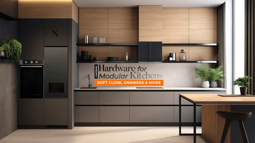 Best modular kitchen in Uttarakhand featuring premium kitchen hardware, soft-close drawers, modern cabinets, and durable fittings for enhanced functionality and style