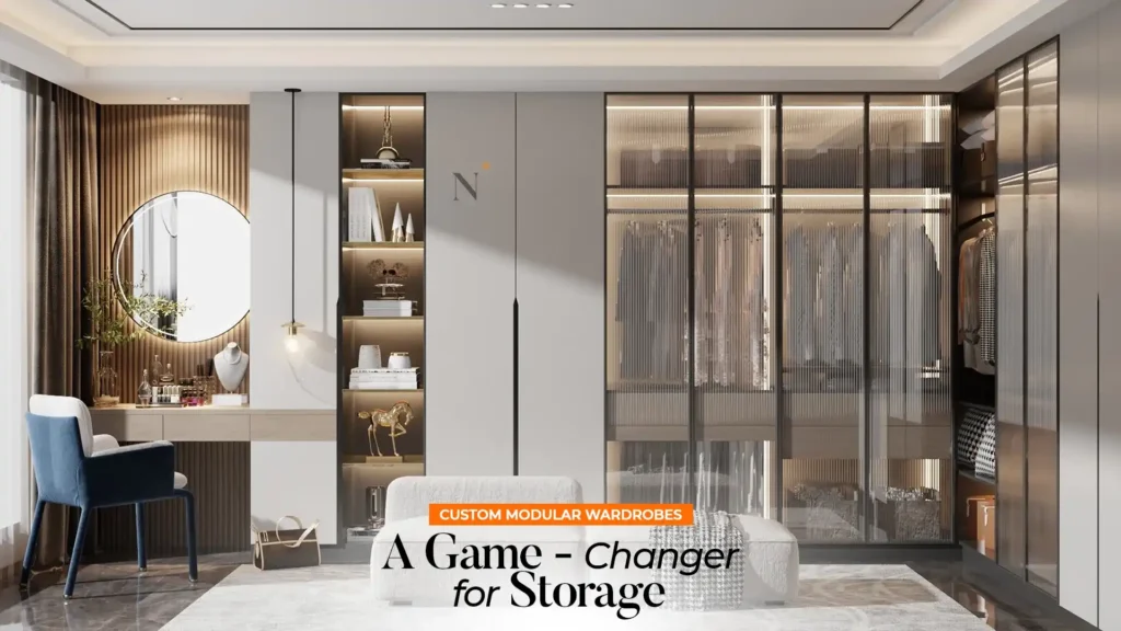 Best modular wardrobes in Uttarakhand featuring modern wardrobe designs with customized storage, glass partitions, drawers, hanging sections, and space-saving solutions for contemporary homes