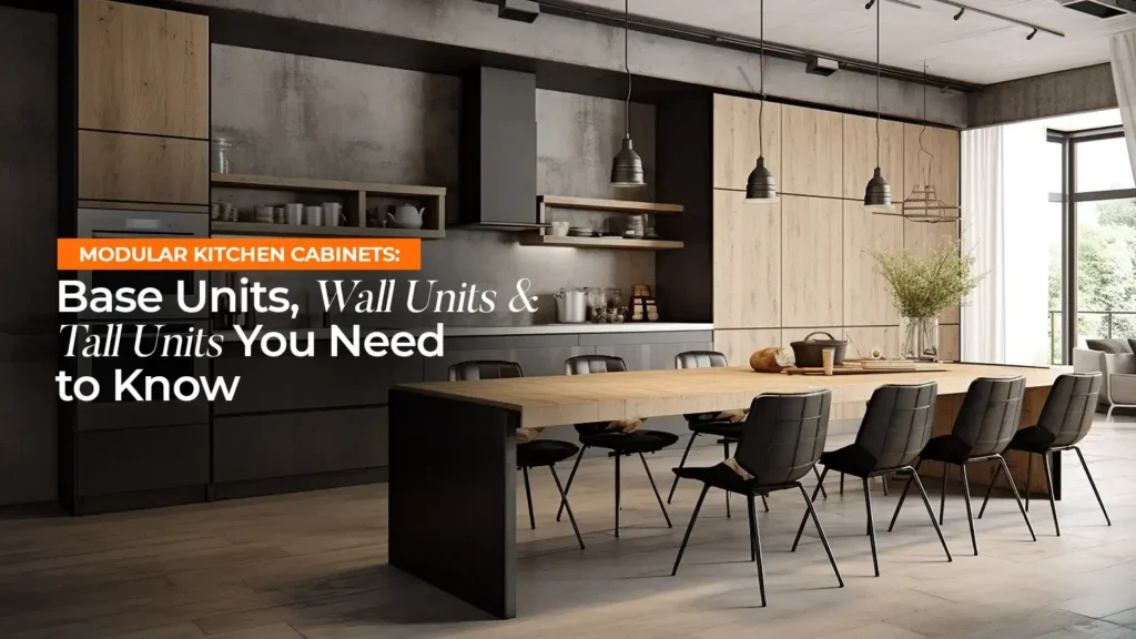 Best modular kitchen in Uttarakhand featuring modern base units, wall cabinets, and tall storage units designed for maximum functionality, organization, and contemporary style