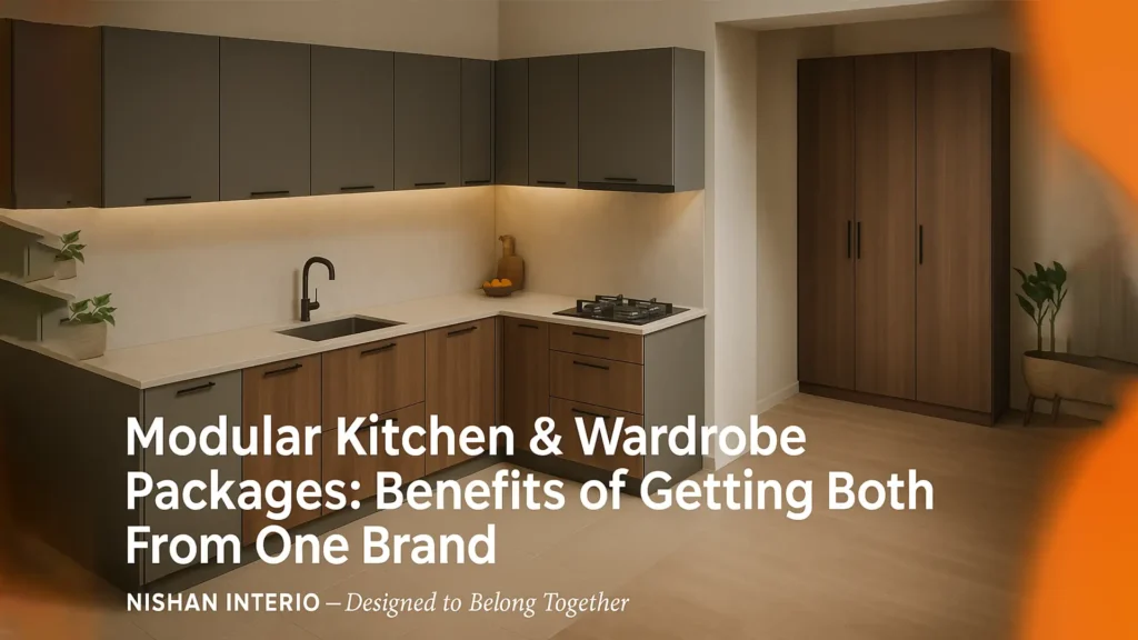 Modern modular kitchen and wardrobe setup by Nishan Interio – Best modular kitchen and wardrobes in Uttarakhand