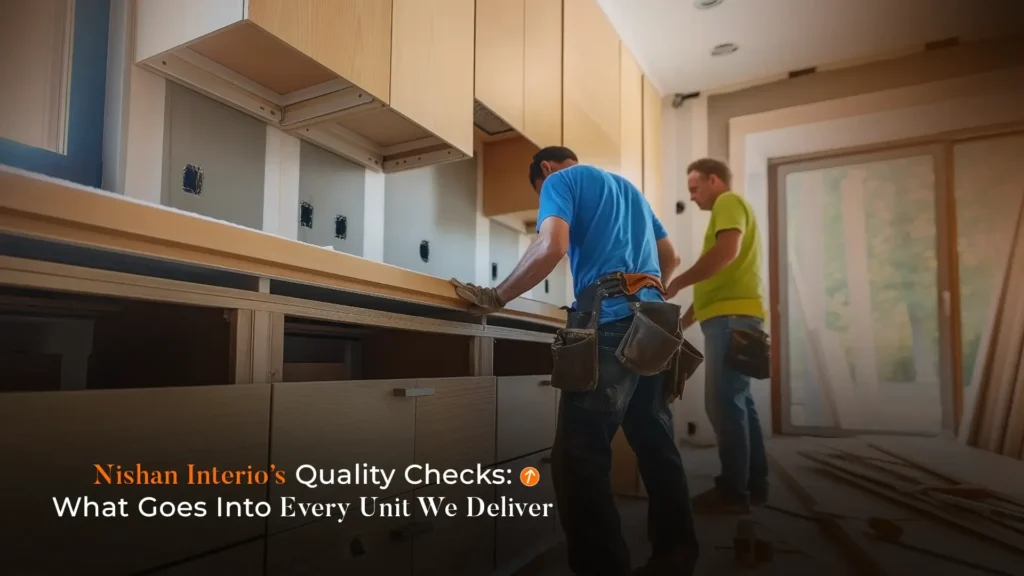 Best home interior manufacturer in Uttarakhand performing quality checks during modular kitchen installation to ensure precision, durability, and premium finishing