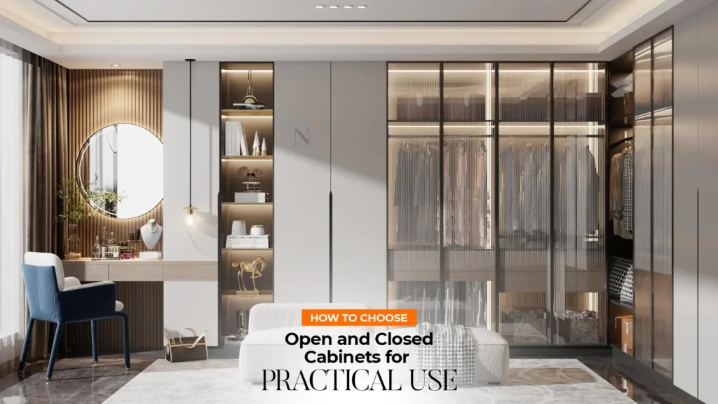 Best modular kitchen in Uttarakhand with a mix of open and closed cabinets for practical and elegant storage