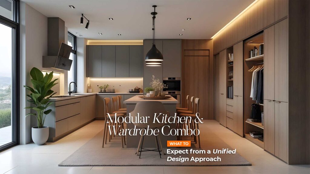 Modern interior showing the Best modular kitchen and wardrobes in Uttarakhand by Nishan Interio