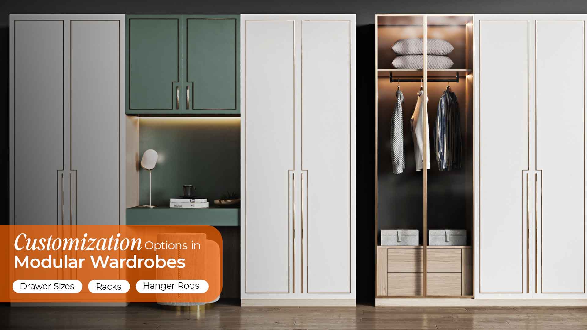 Stylish modular wardrobe with drawers, racks, and hanger rods by Nishan Interio—Best modular wardrobes in Uttarakhand for smart storage solutions