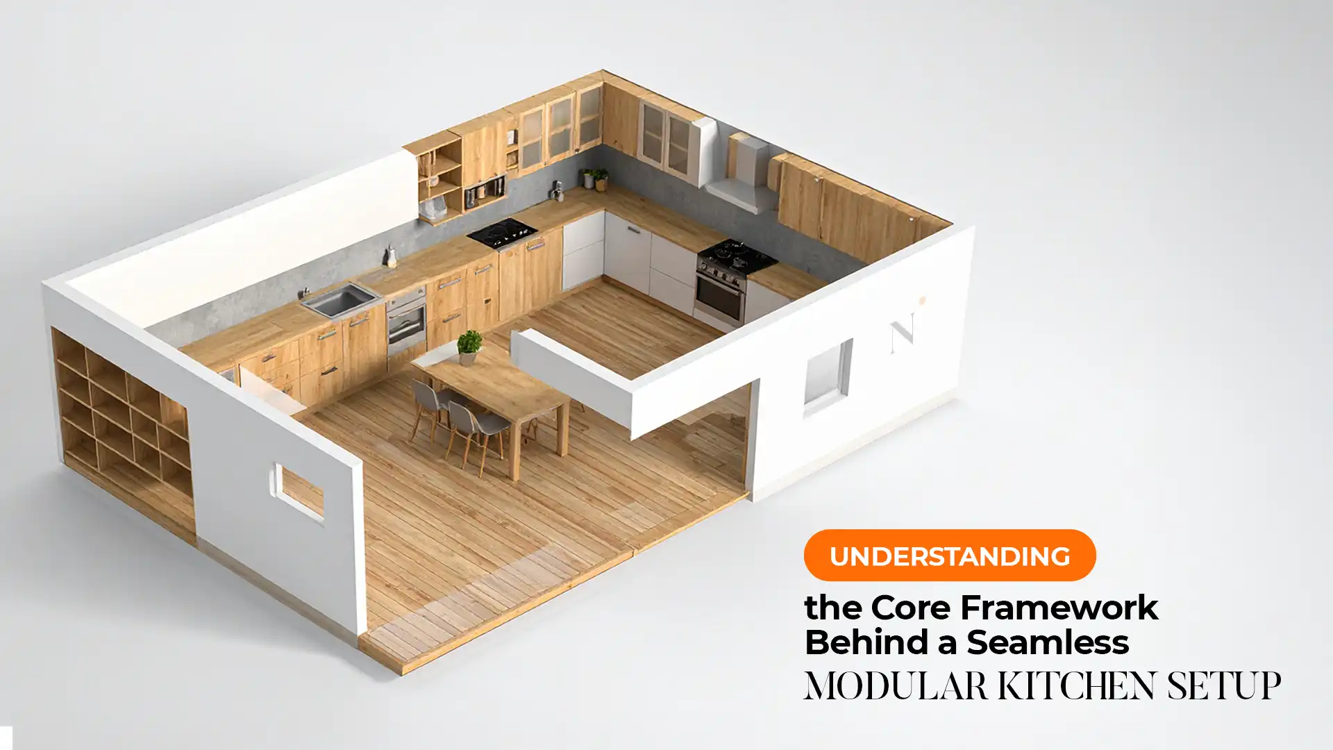 Top view of a modular kitchen setup showing framework of the Best Modular Kitchen in Uttarakhand
