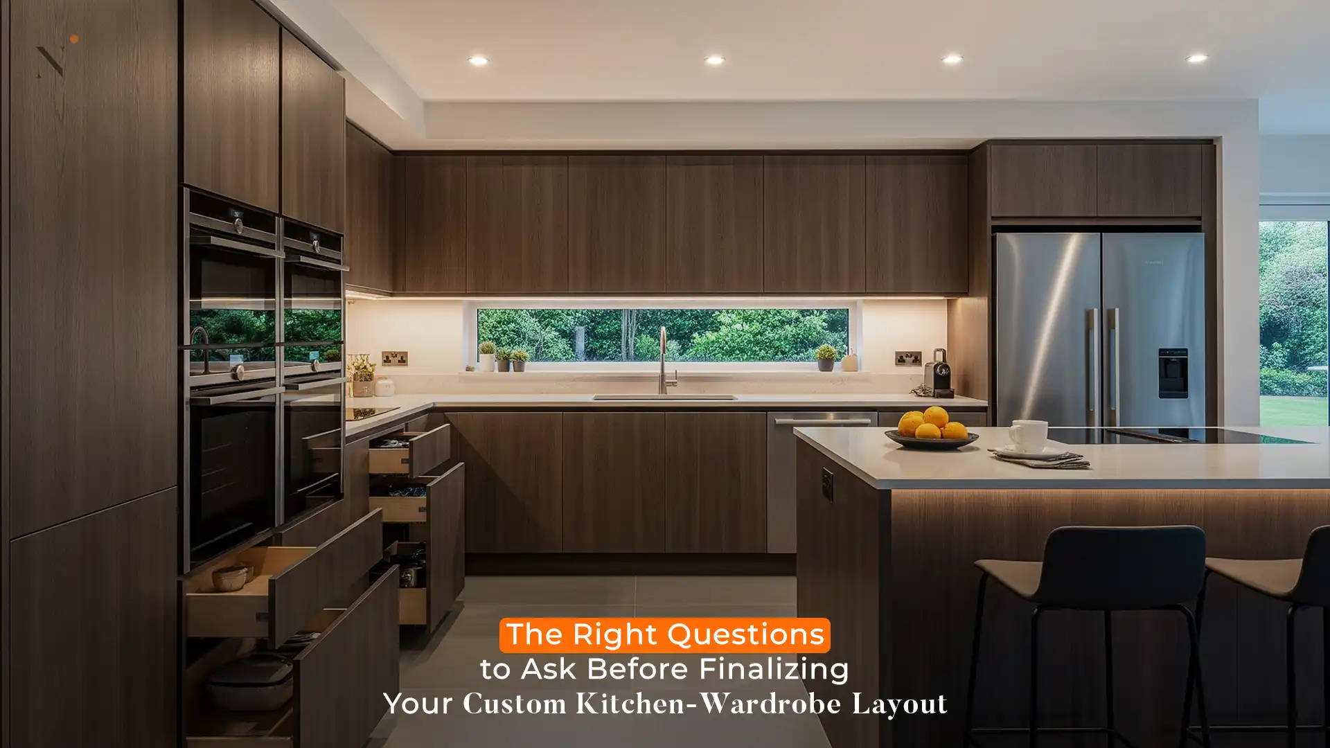 Modern luxury kitchen design with custom cabinets and wardrobe layout – Contact for Custom Kitchen and Wardrobes in Uttarakhand