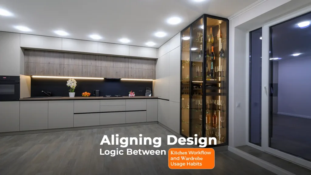 Modern modular kitchen with wardrobe lighting — best modular kitchen and wardrobes in Uttarakhand