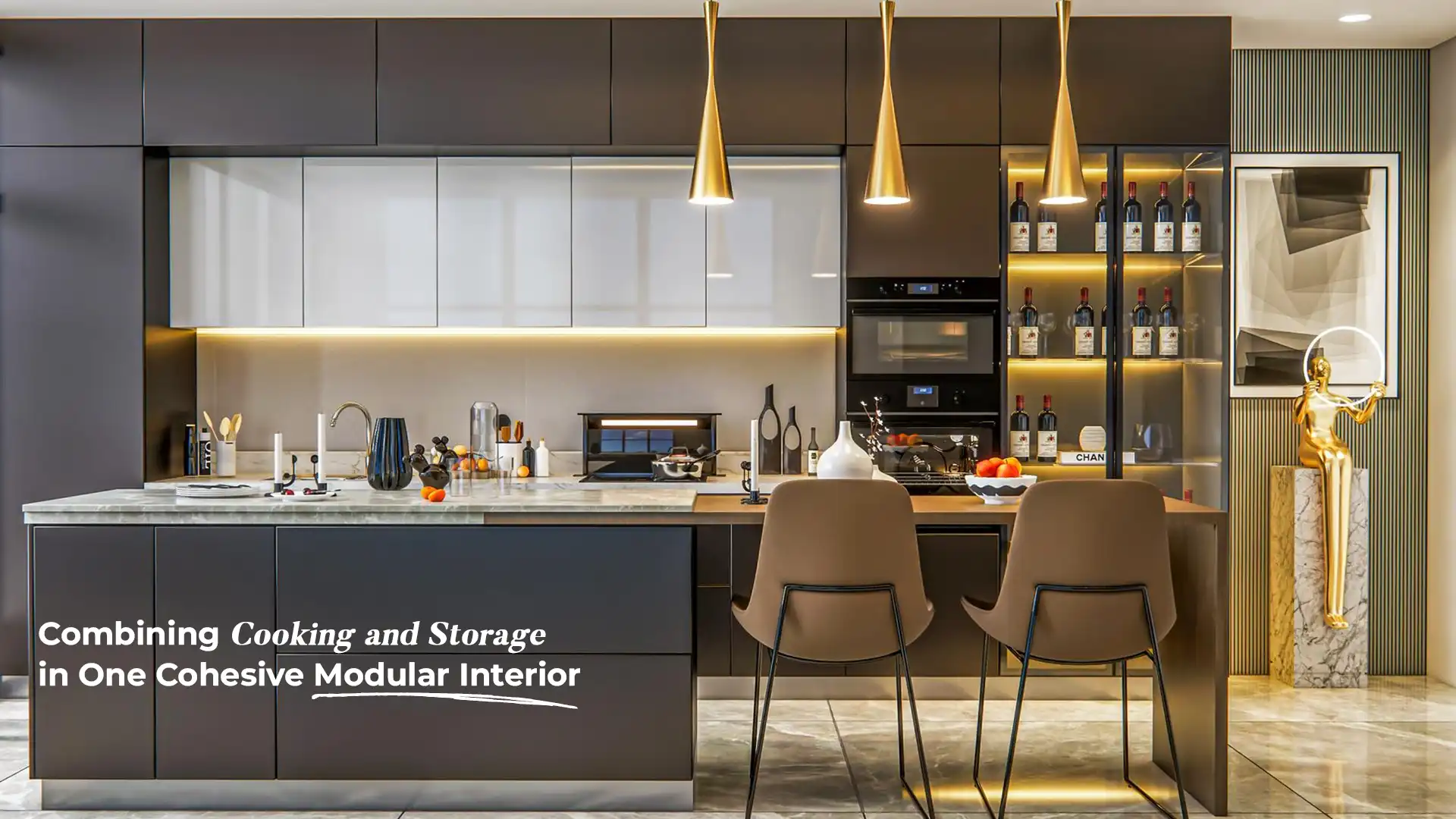 Luxurious modular kitchen with elegant storage and lighting — best modular kitchen and wardrobes in Kashipur for modern homes