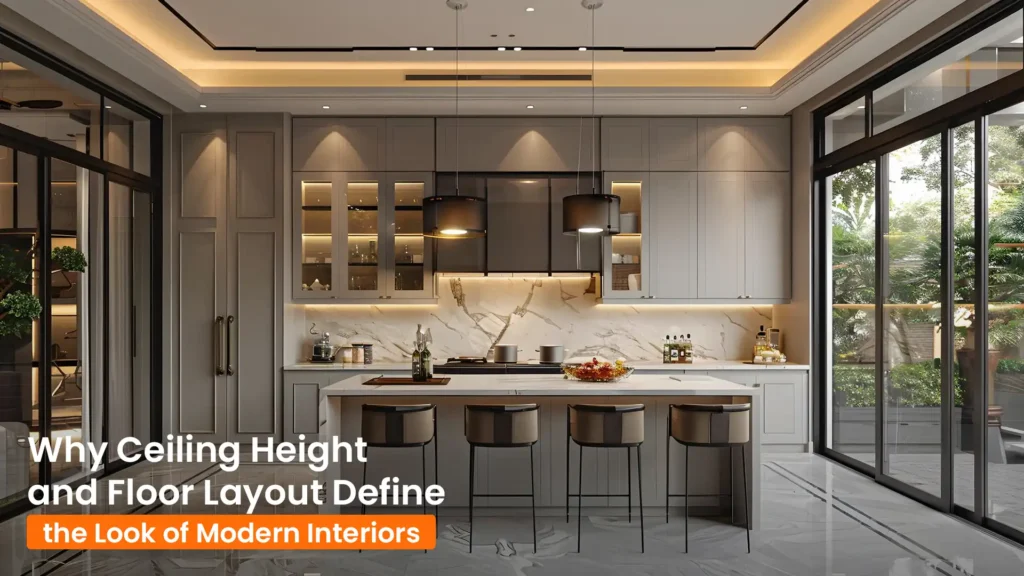 Luxurious modern kitchen with balanced ceiling height and floor layout — a showcase of Modern Interior Designs in Haldwani