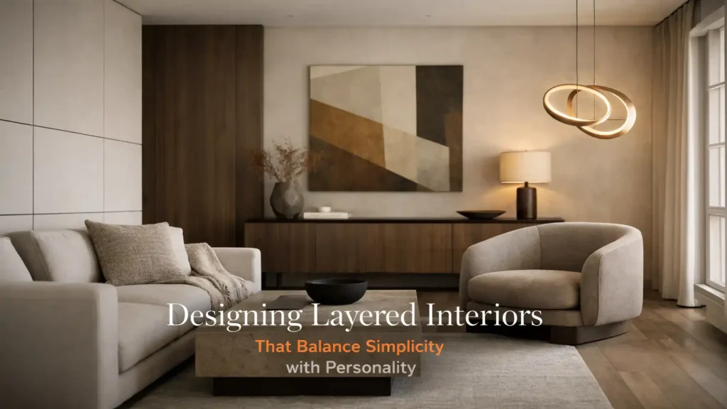 modern interior designs in Haldwani featuring layered textures, neutral tones, and contemporary furniture