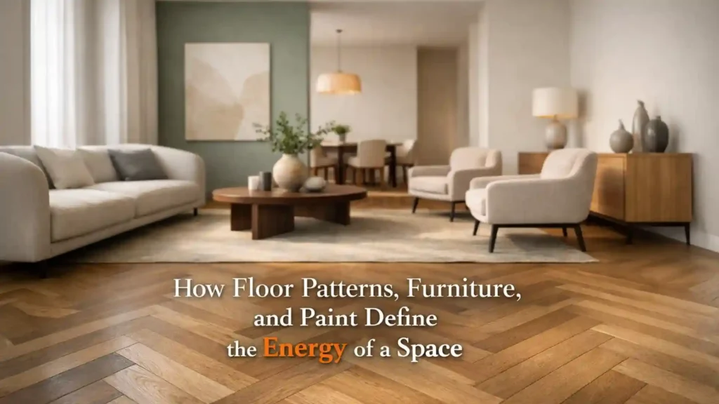 Modern interior designs in Haldwani featuring wooden flooring, minimal furniture, and soft neutral colour palettes