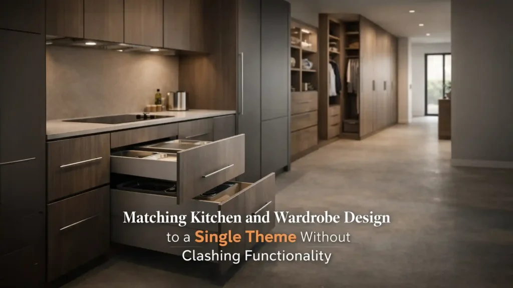 Best modular kitchen and wardrobes in Kashipur featuring coordinated cabinetry and smart storage layout