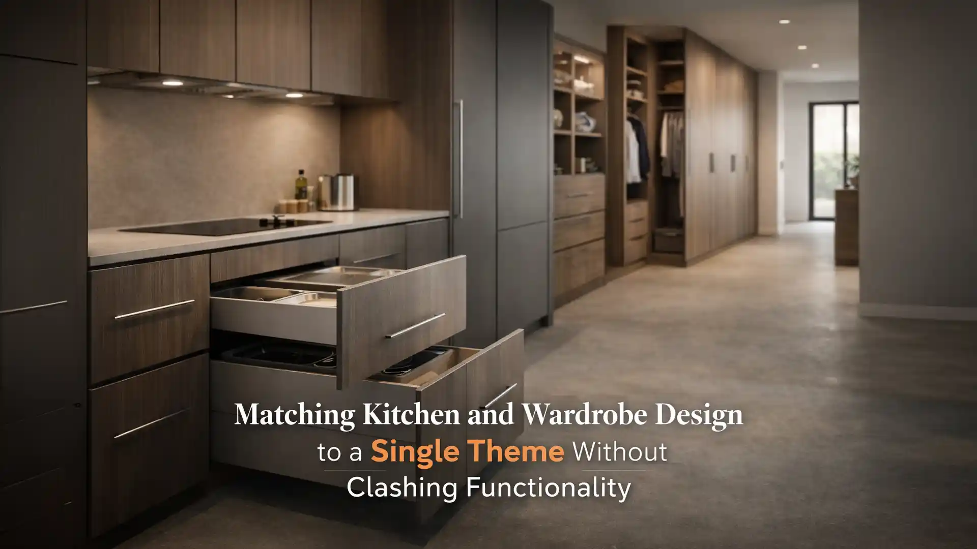 Best modular kitchen and wardrobes in Kashipur featuring coordinated cabinetry and smart storage layout