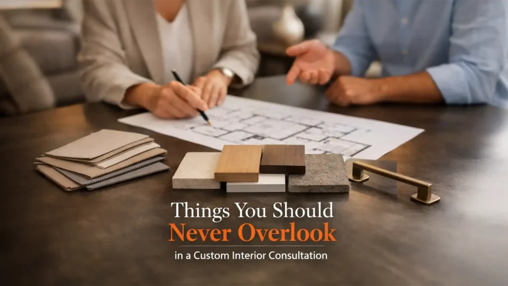 Interior designer consultation for contact for custom kitchen and wardrobes in Ranikhet with material samples and layout planning