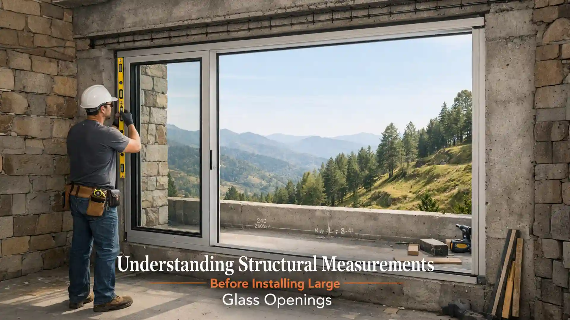 Technician measuring large sliding window frame for the Best Windows and Doors in Ranikhet installation