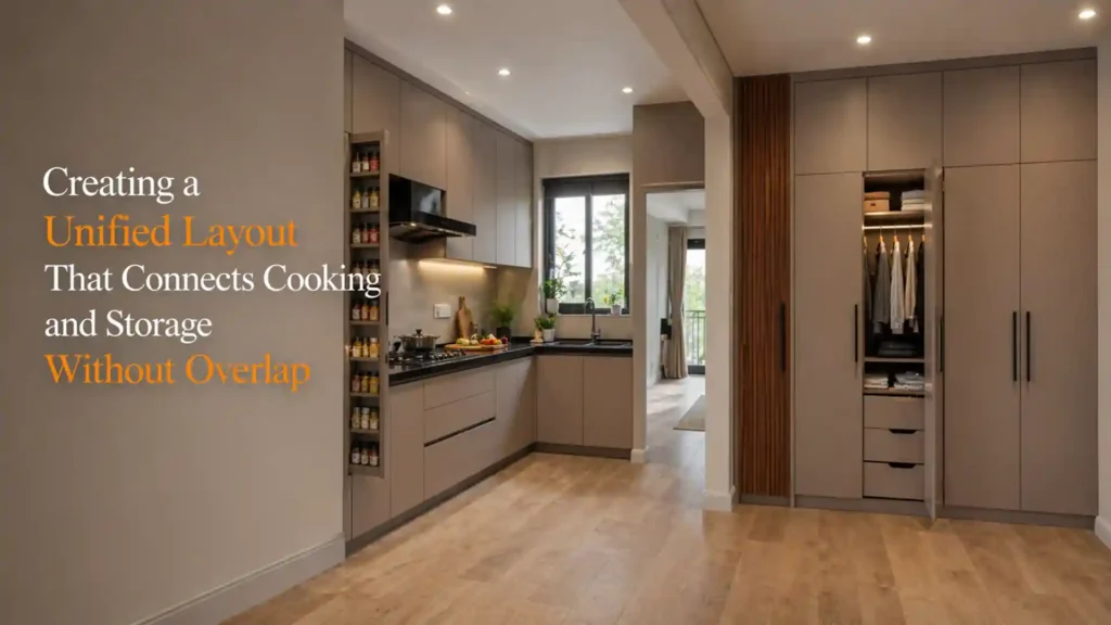 best modular kitchen and wardrobes in Kashipur with unified layout connecting cooking and storage spaces