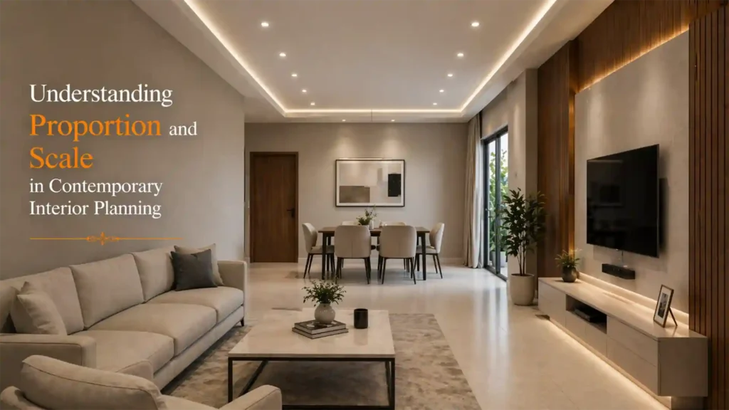 modern interior designs in Haldwani featuring a contemporary living room with balanced proportion, lighting, and functional layout