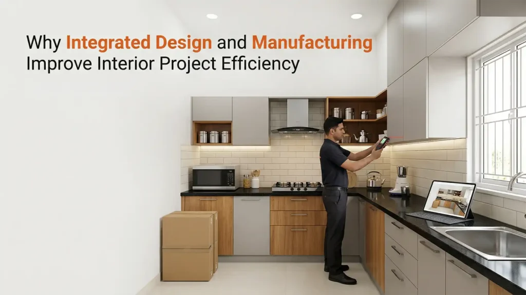 Best home interior manufacturer in Sitarganj showcasing modular kitchen design with integrated manufacturing and modern interior setup