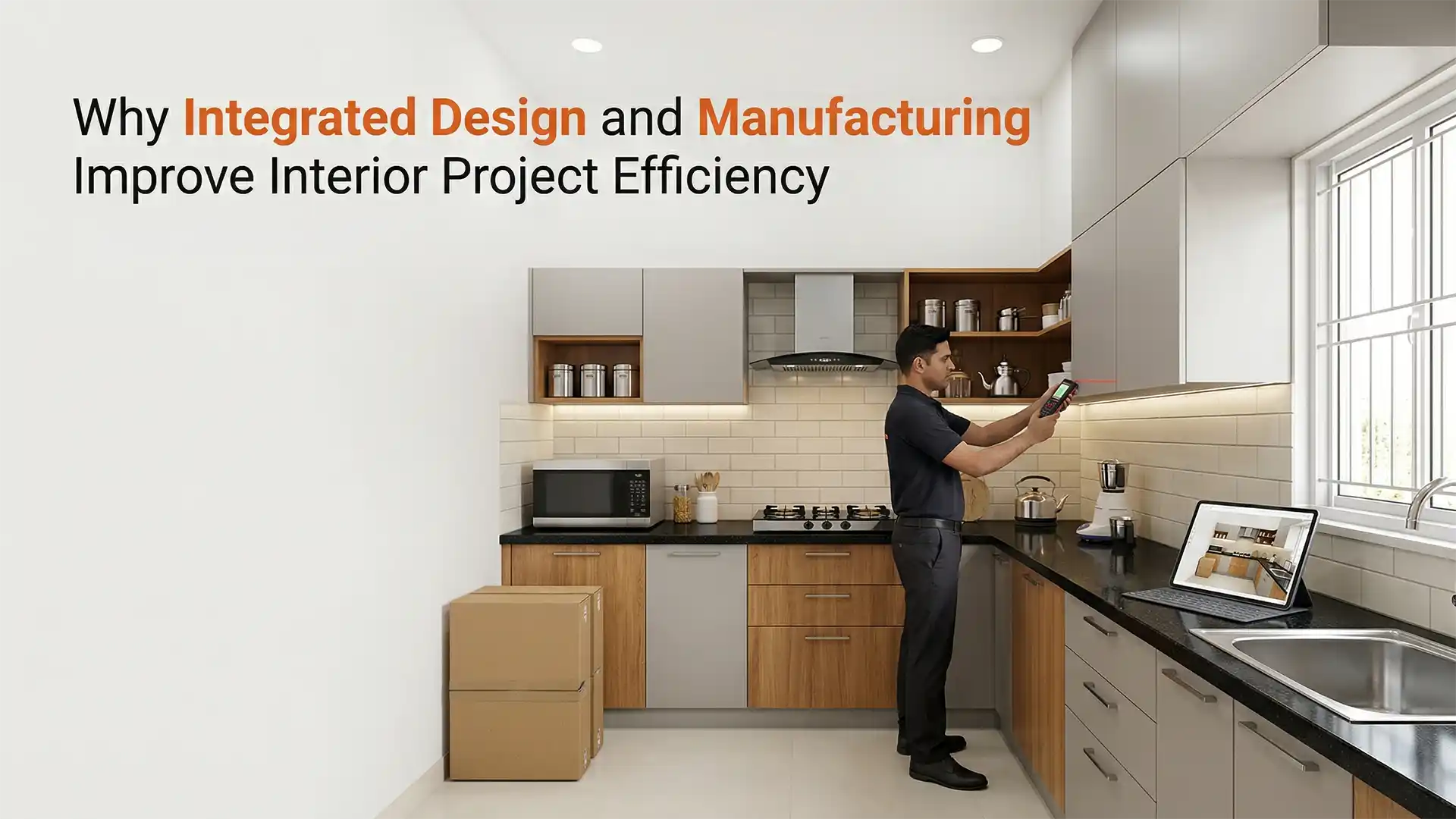 Best home interior manufacturer in Sitarganj showcasing modular kitchen design with integrated manufacturing and modern interior setup