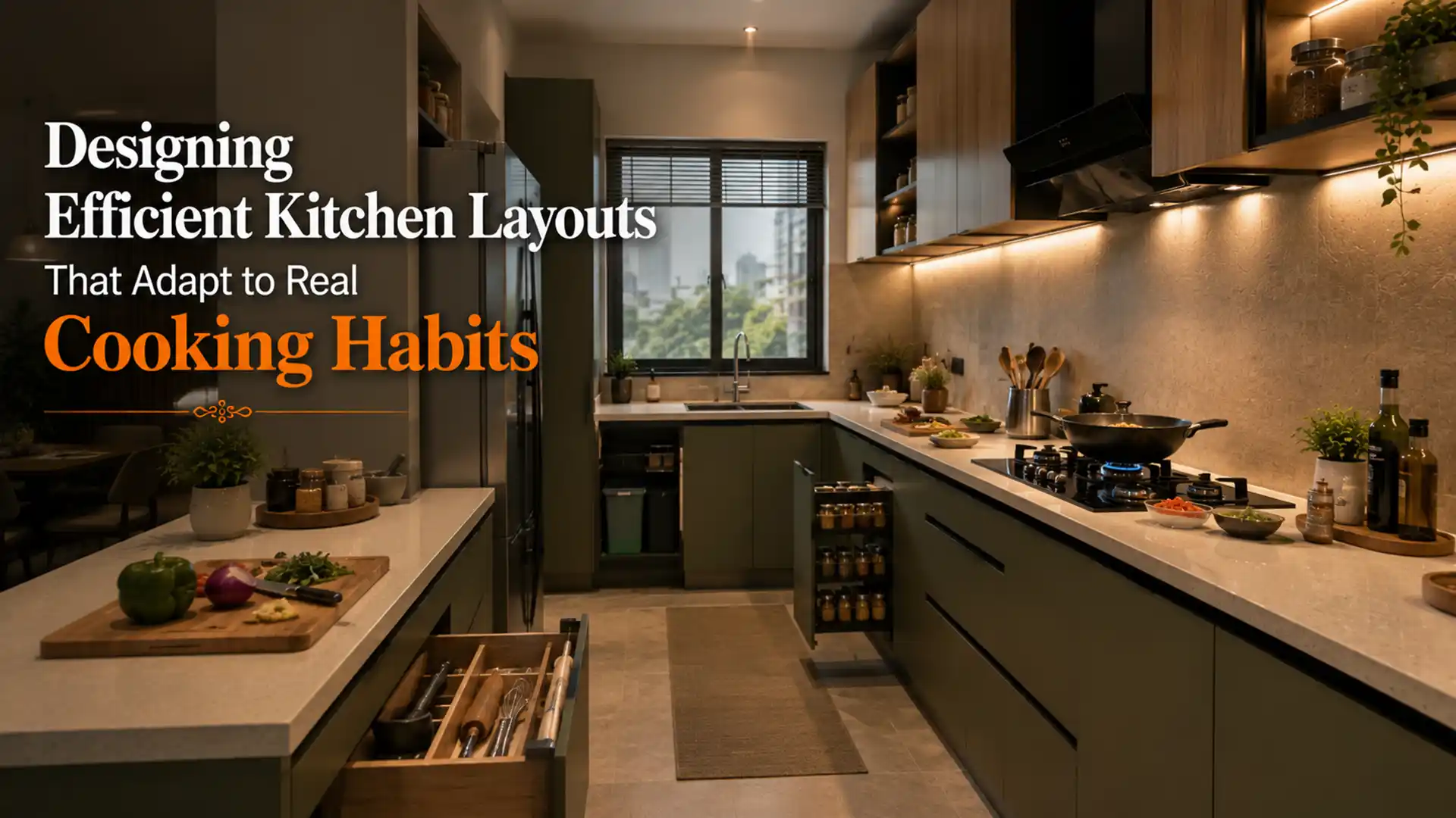 Best Modular Kitchen in Rudrapur featuring efficient kitchen layouts, smart storage solutions, and modern cooking space design
