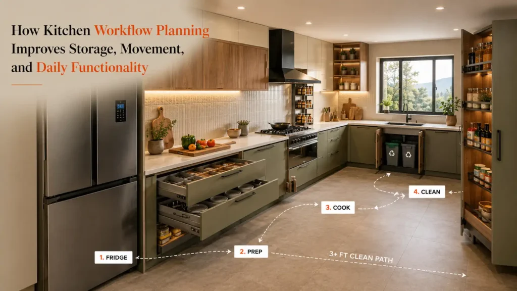 Best Modular Kitchen in Uttarakhand designed with smart workflow planning, efficient storage, smooth movement, and modern cooking functionality