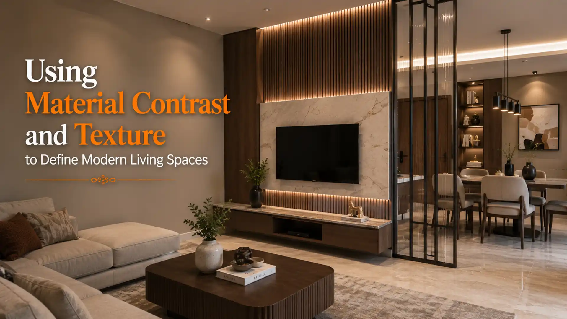 Modern Interior Designs in Haldwani featuring premium textures, material contrast, stylish living spaces, and contemporary home interiors