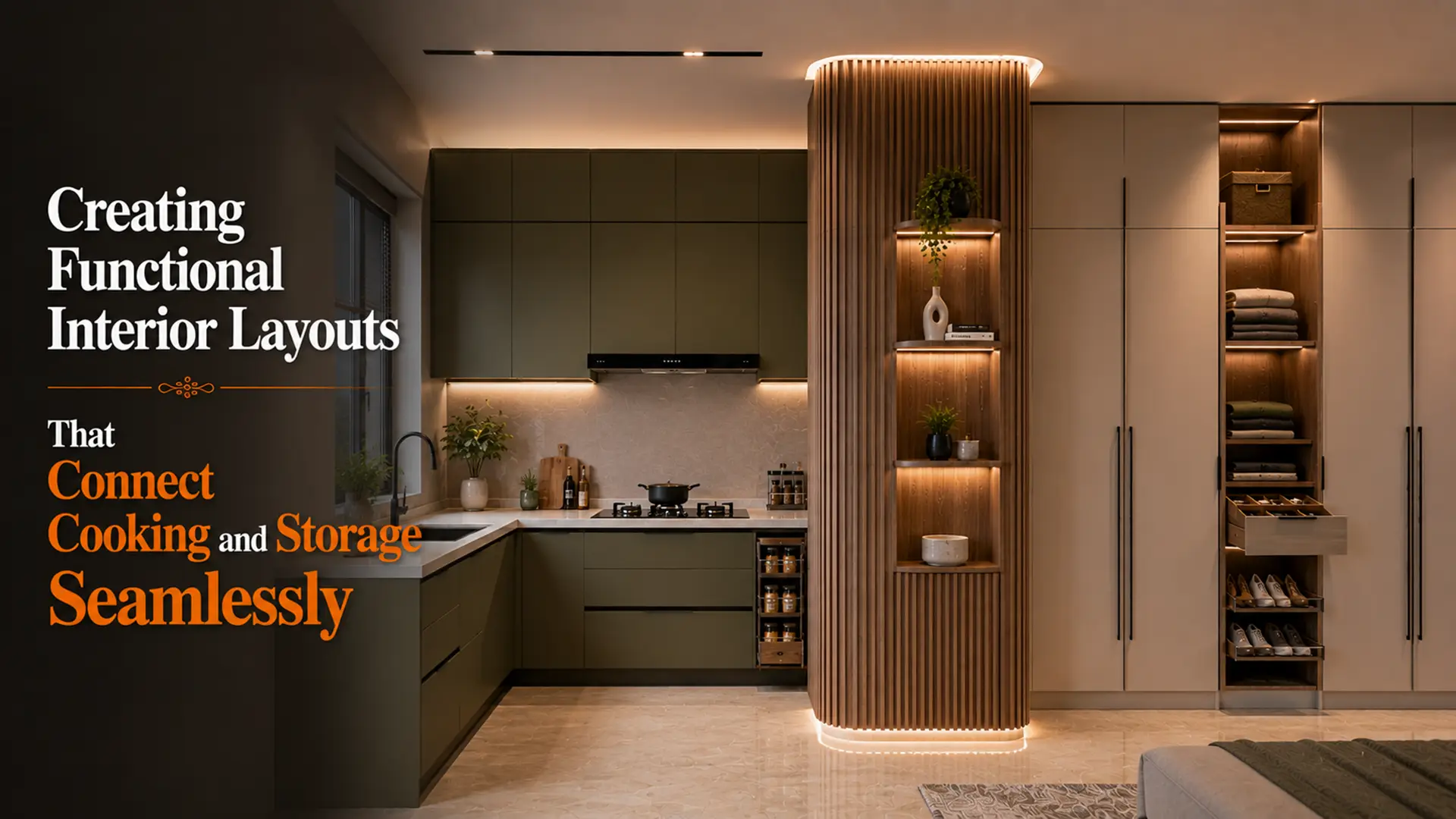 Best modular kitchen and wardrobes in Kashipur featuring integrated storage solutions, modern kitchen layouts, and space-efficient wardrobe designs for contemporary homes