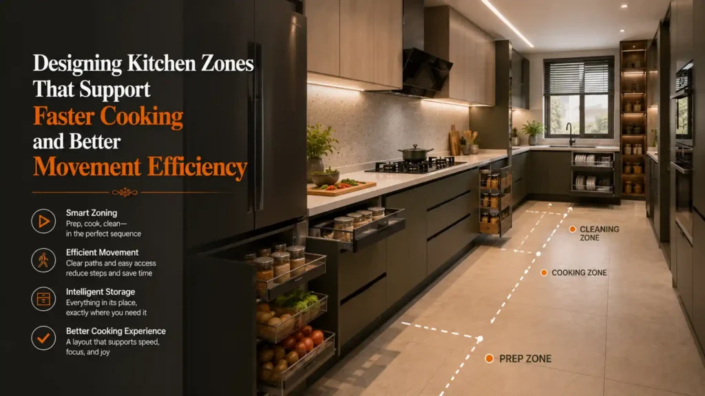Best Modular Kitchen in Rudrapur featuring intelligent kitchen zoning, optimized storage solutions, ergonomic layouts, and seamless workflow for faster and more efficient cooking