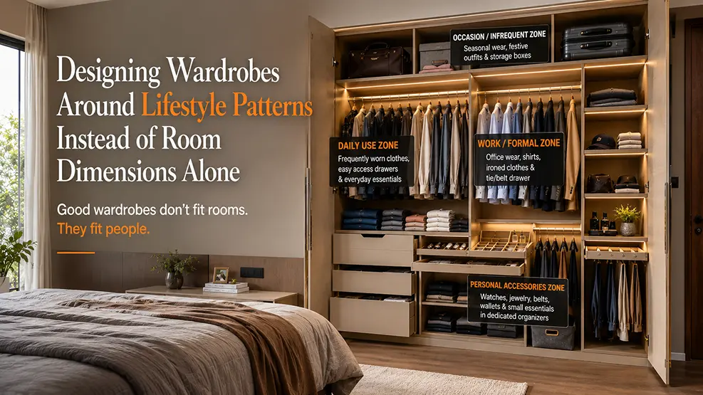 Best modular wardrobes in Uttarakhand with customized storage zones for daily wear, accessories, workwear, and seasonal clothing