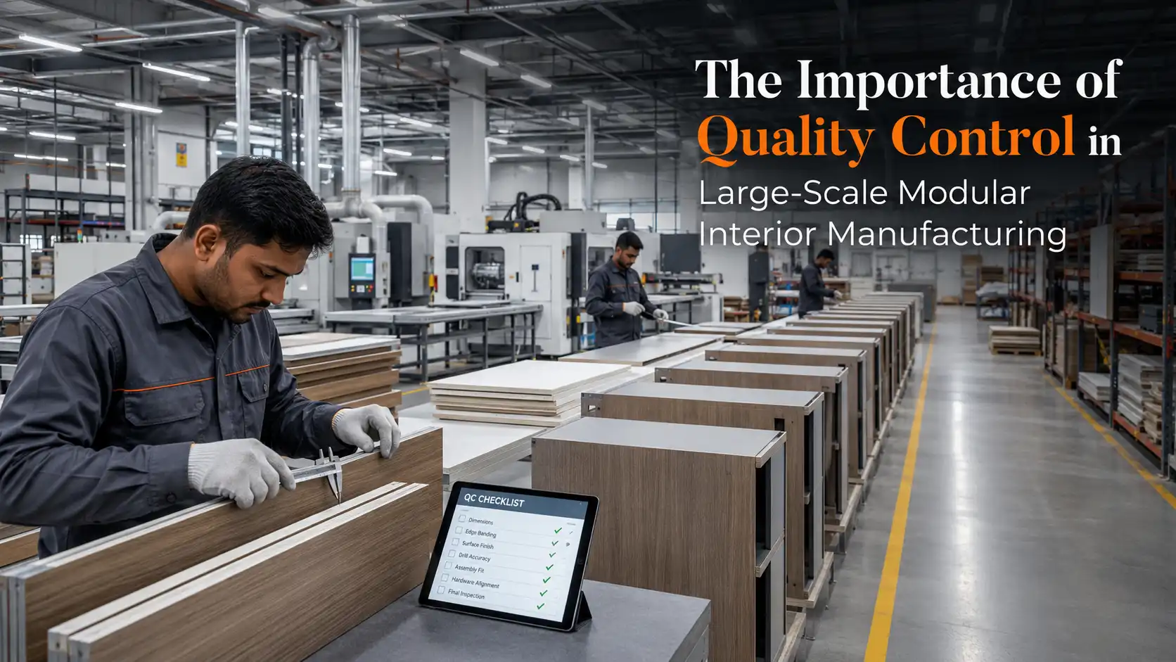 Quality inspection process by the Best home interior manufacturer in Uttarakhand ensuring precision, durability, and premium modular furniture manufacturing