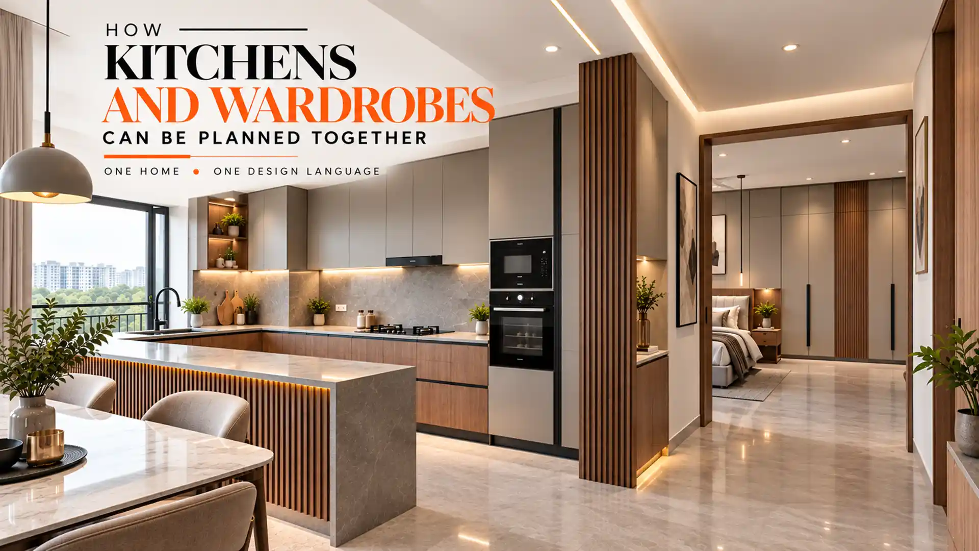 Kitchens Wardrobes designed with matching finishes, wood accents, cabinetry, and coordinated storage to create a cohesive modern home interior